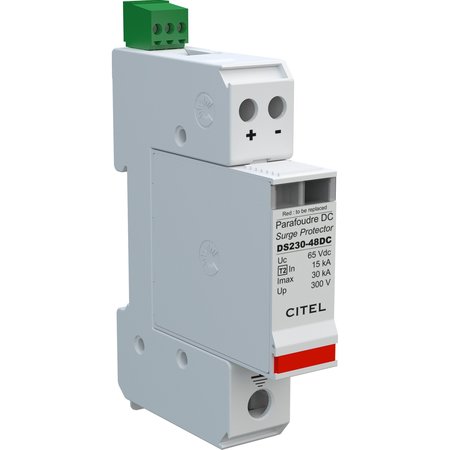 CITEL DIN Rail Dc Protector, 48Vdc, 2W+G, 30Ka Imax, Ul1449 Type 4Ca DS230S-48DC